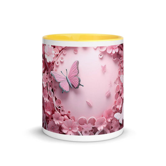 3D Pastel Pink Butterfly Colorful Print Mug - Black - 11 oz - ArtyKoala