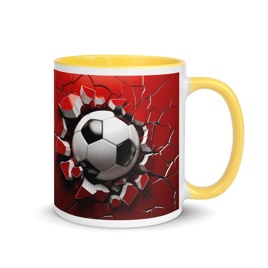 3d Soccer Ball Colorful Print Mug - Yellow - 11 oz - ArtyKoala