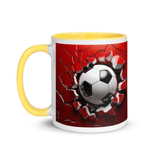 3d Soccer Ball Colorful Print Mug - Yellow - 11 oz - ArtyKoala