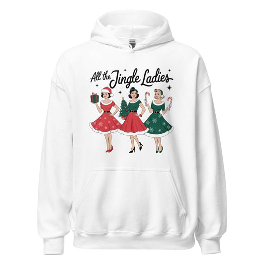 All The Jingle Ladies Graphic Hoodie - White - S - ArtyKoala