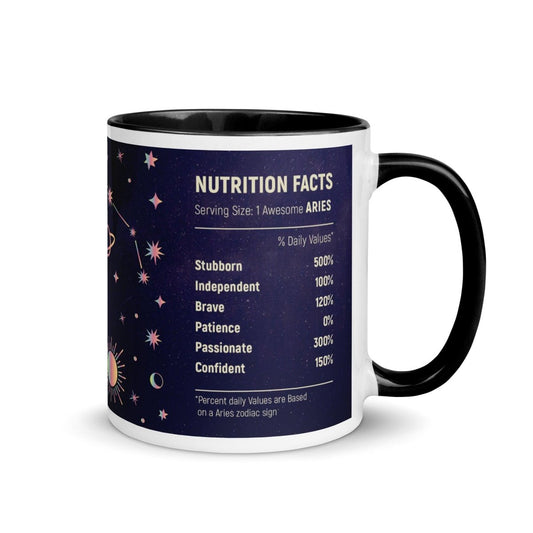 Aries Colorful Print Mug - Black - 11 oz - ArtyKoala