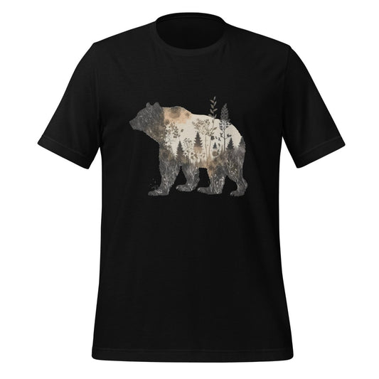 Bear and Nature Graphic Tee - Black - S - ArtyKoala