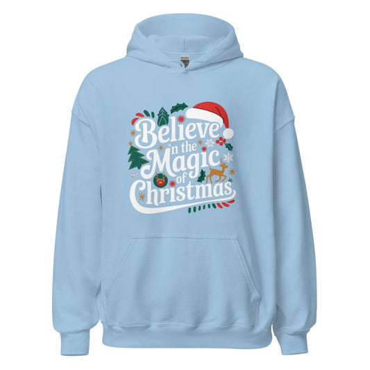 Believe in Christmas Magic Graphic Hoodie - Light Blue - S - ArtyKoala