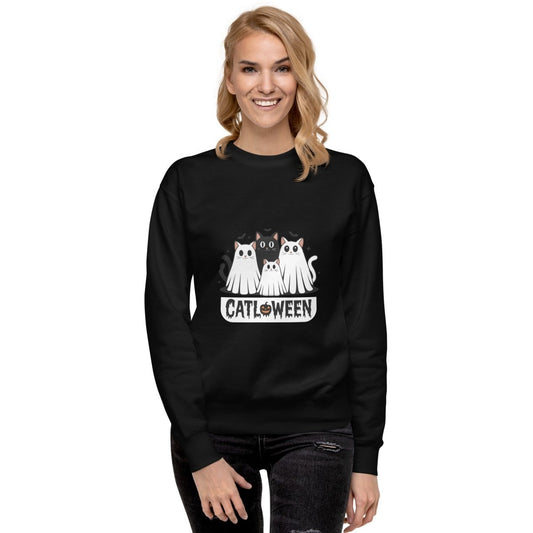 Catloween Graphic Sweatshirt - Black - S - ArtyKoala