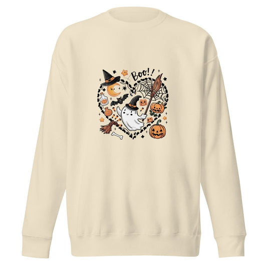 I Love BOO Halloween Graphic Sweatshirt - Black - S - ArtyKoala