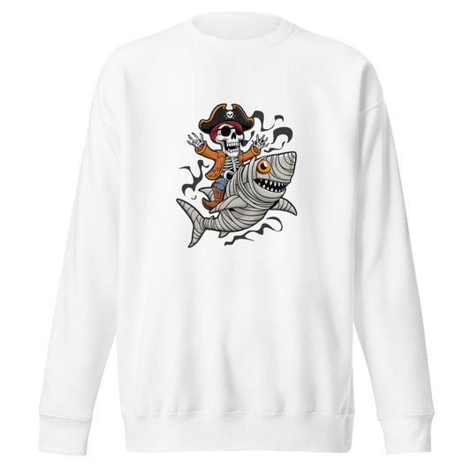 Pirate Shark Rider Graphic Sweatshirt - Black - S - ArtyKoala