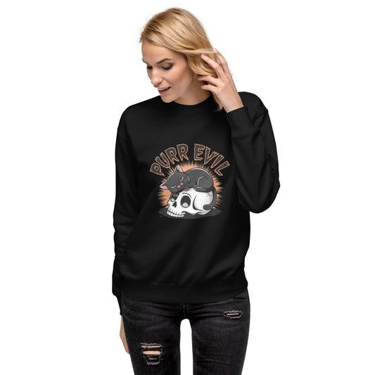 Purr Evil Graphic Sweatshirt - Black - S - ArtyKoala