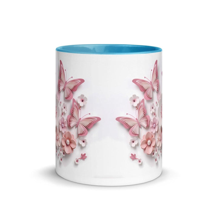 3d butterflies flowers Colorful Print Mug - Blue - 11 oz - ArtyKoala