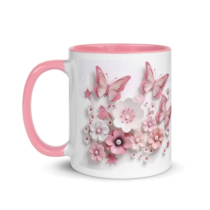 3d butterflies flowers Colorful Print Mug - Golden Yellow - 11 oz - ArtyKoala