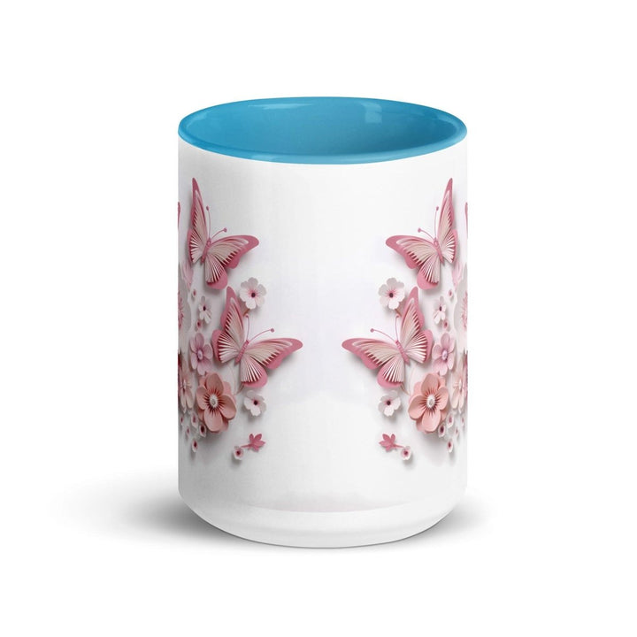 3d butterflies flowers Colorful Print Mug - Blue - 15 oz - ArtyKoala