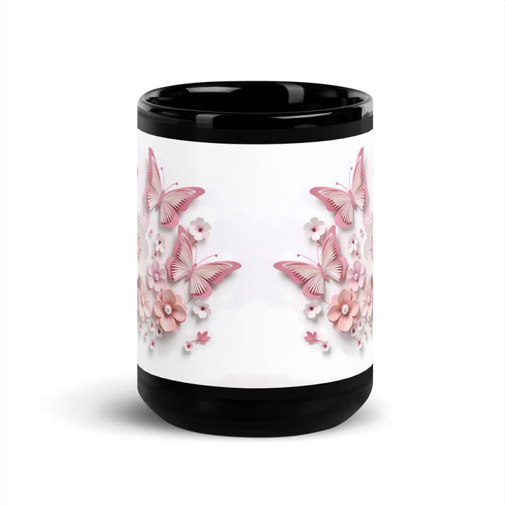 3d butterflies flowers Mug Black Glossy Mug - ArtyKoala