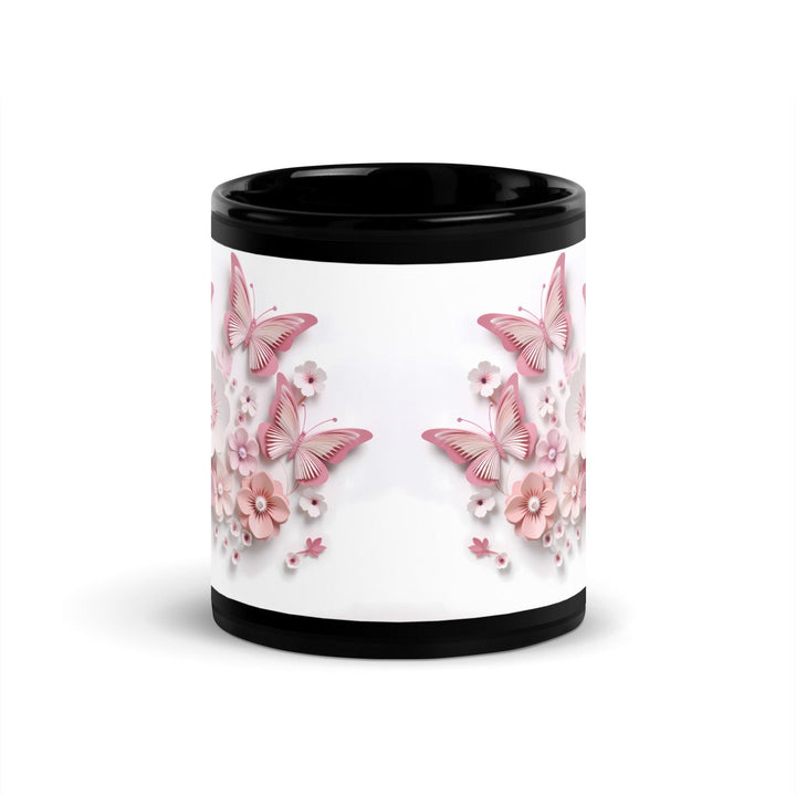 3d butterflies flowers Mug Black Glossy Mug - ArtyKoala