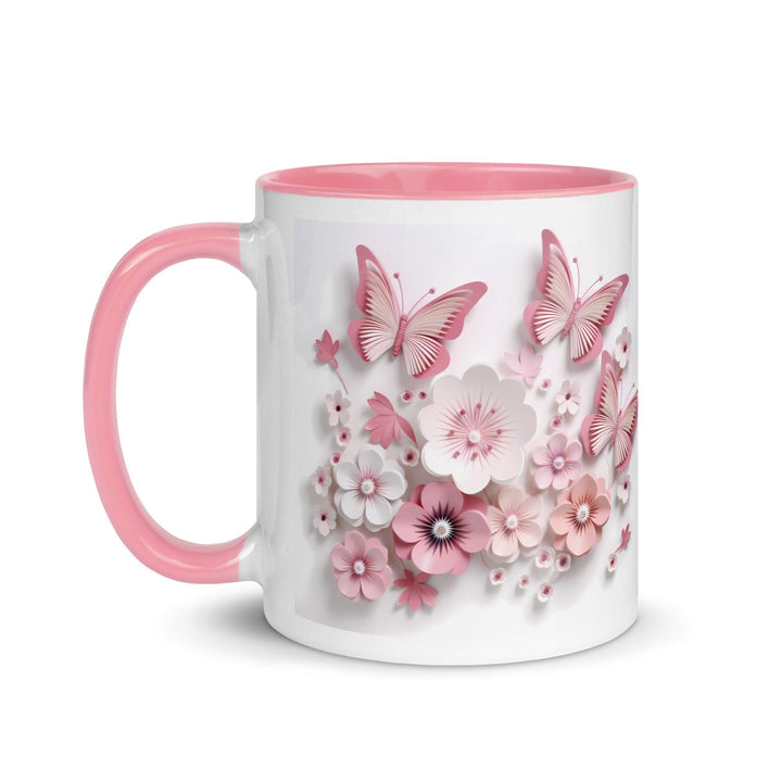 3d butterflies flowers Mug with Color Inside - ArtyKoala