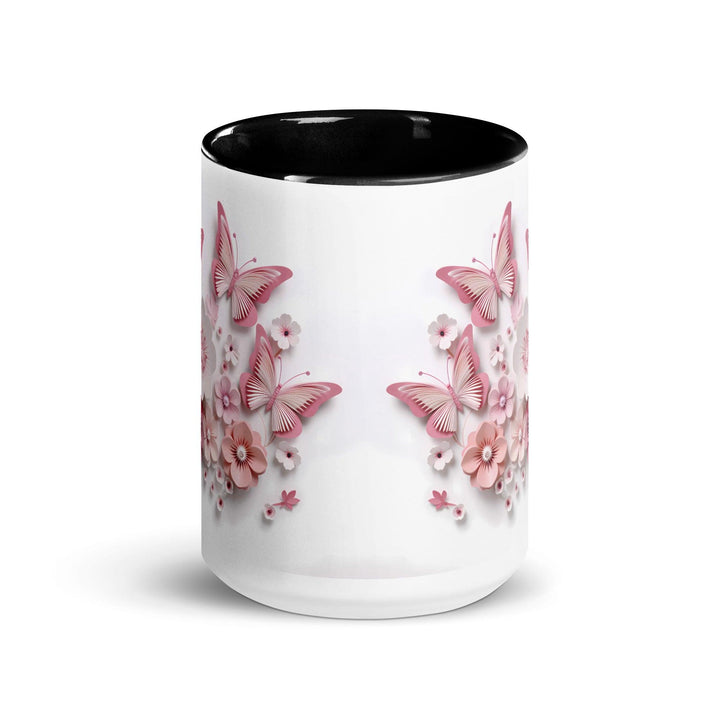 3d butterflies flowers Mug with Color Inside - ArtyKoala