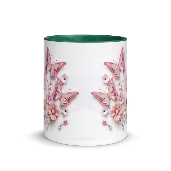 3d butterflies flowers Mug with Color Inside - ArtyKoala