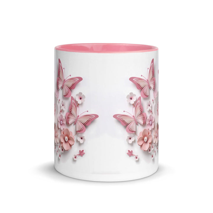 3d butterflies flowers Mug with Color Inside - ArtyKoala