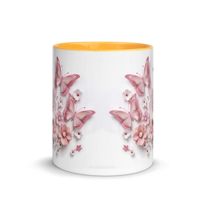 3d butterflies flowers Mug with Color Inside - ArtyKoala