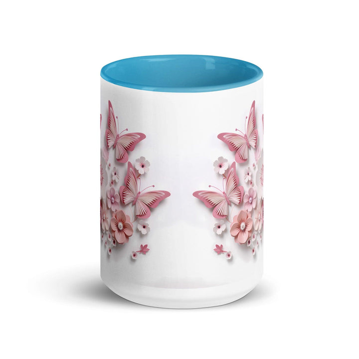 3d butterflies flowers Mug with Color Inside - ArtyKoala