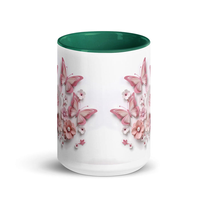 3d butterflies flowers Mug with Color Inside - ArtyKoala