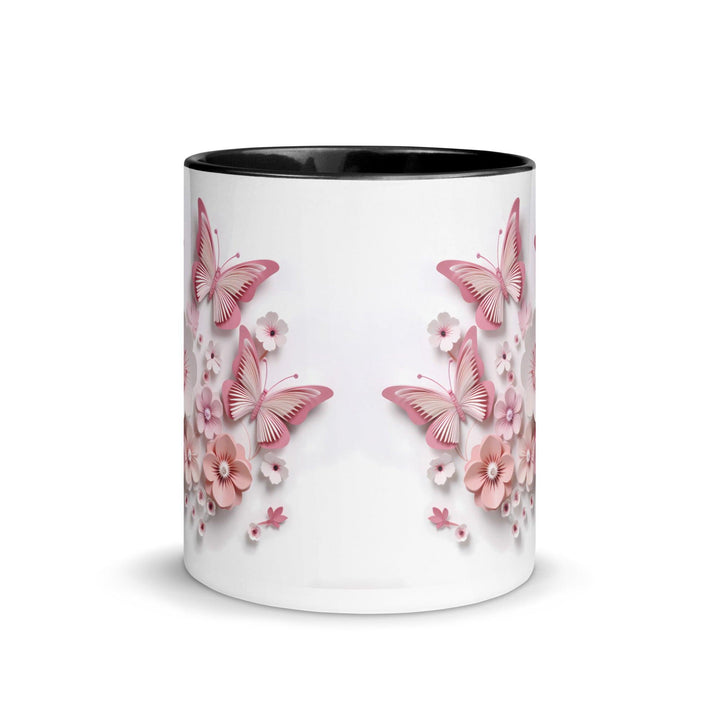 3d butterflies flowers Mug with Color Inside - ArtyKoala