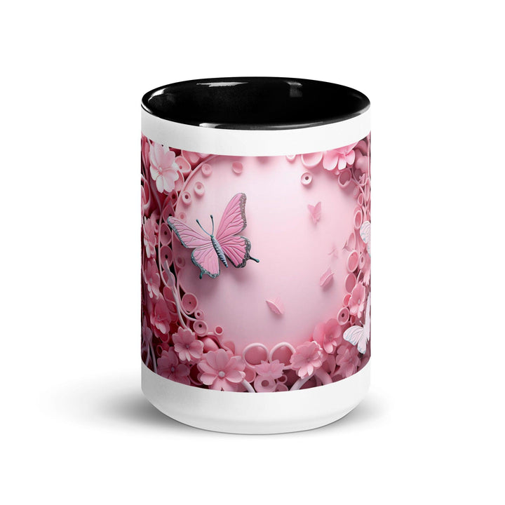 3D Pastel Pink Butterfly Mug with Color Inside - ArtyKoala