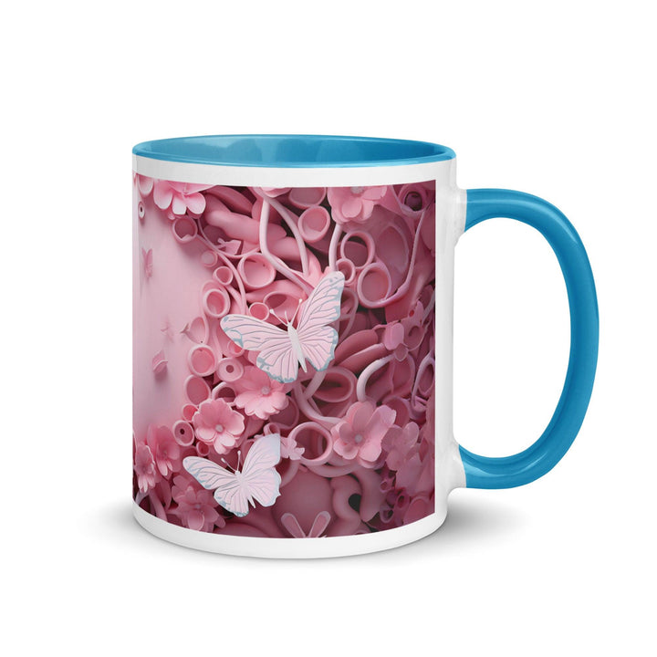 3D Pastel Pink Butterfly Mug with Color Inside - Blue / 11 oz - ArtyKoala