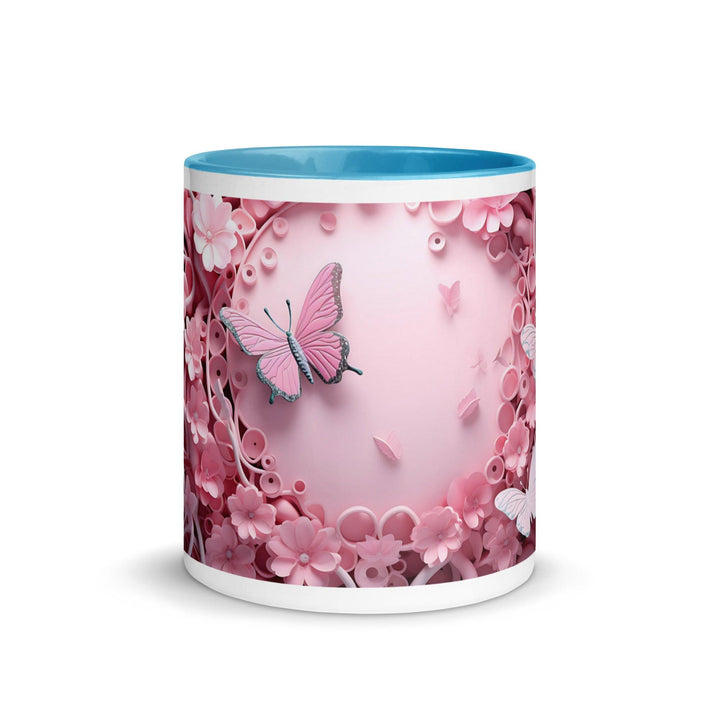 3D Pastel Pink Butterfly Mug with Color Inside - ArtyKoala