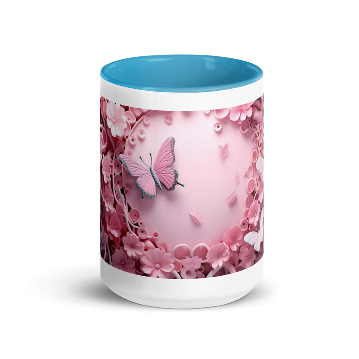 3D Pastel Pink Butterfly Mug with Color Inside - ArtyKoala