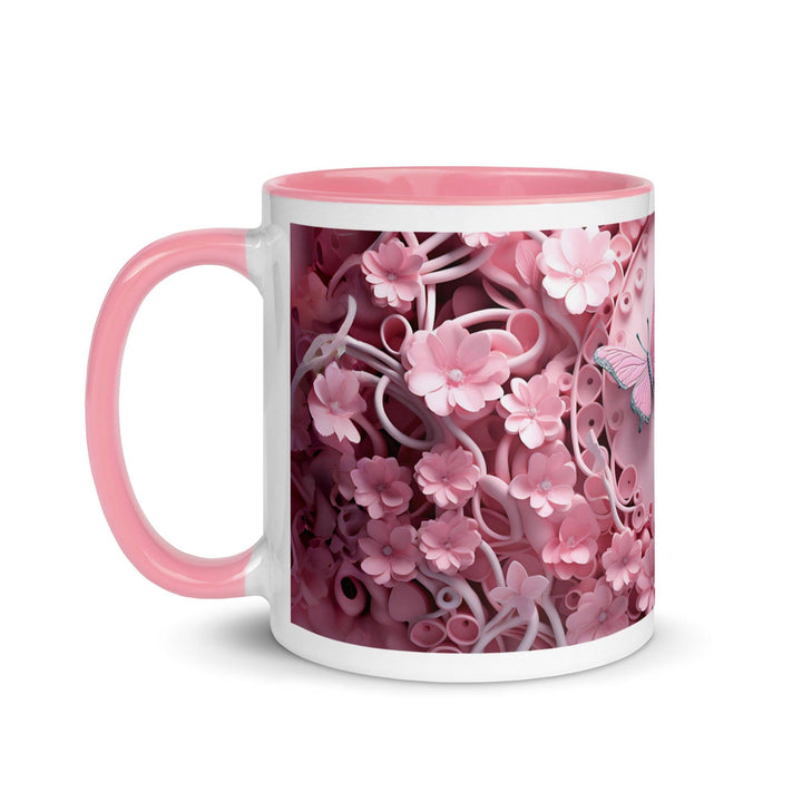 3D Pastel Pink Butterfly Mug with Color Inside - ArtyKoala