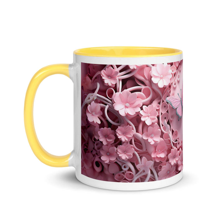 3D Pastel Pink Butterfly Mug with Color Inside - ArtyKoala