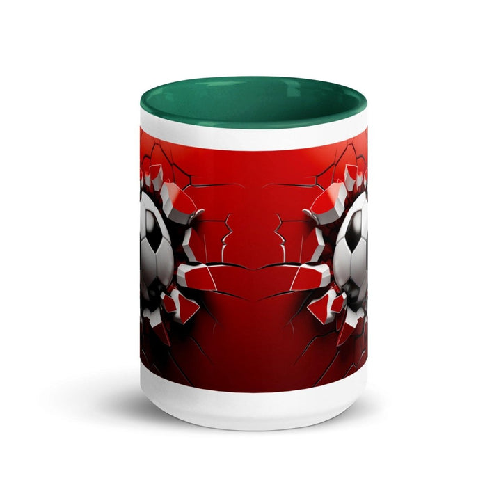 3d Soccer Ball Colorful Print Mug - Dark green - 15 oz - ArtyKoala