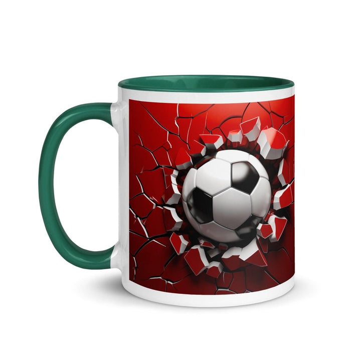 3d Soccer Ball Colorful Print Mug - Dark green - 11 oz - ArtyKoala