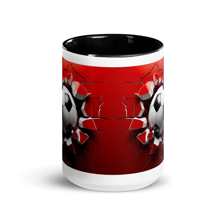 3d Soccer Ball Colorful Print Mug - Black - 15 oz - ArtyKoala