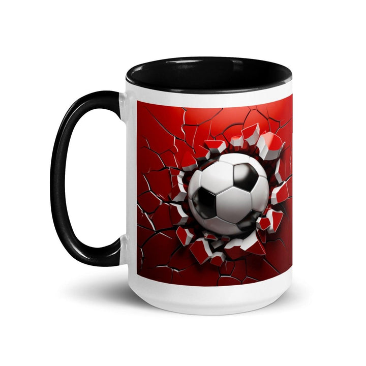 3d Soccer Ball Colorful Print Mug - Black - 15 oz - ArtyKoala