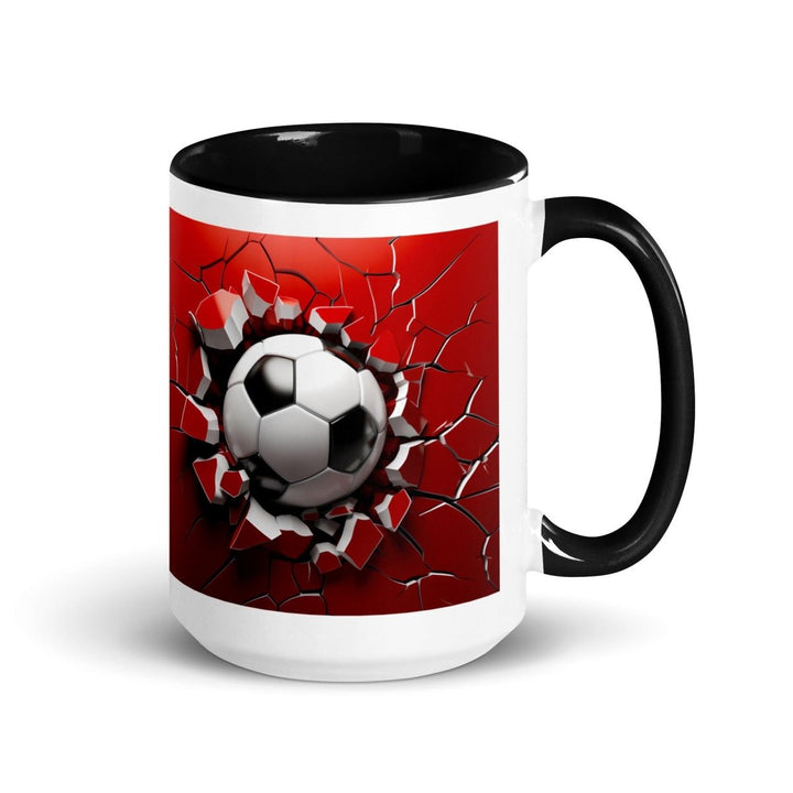 3d Soccer Ball Colorful Print Mug - Black - 15 oz - ArtyKoala
