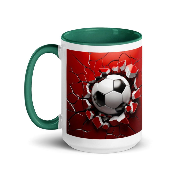 3d Soccer Ball Colorful Print Mug - Dark green - 15 oz - ArtyKoala