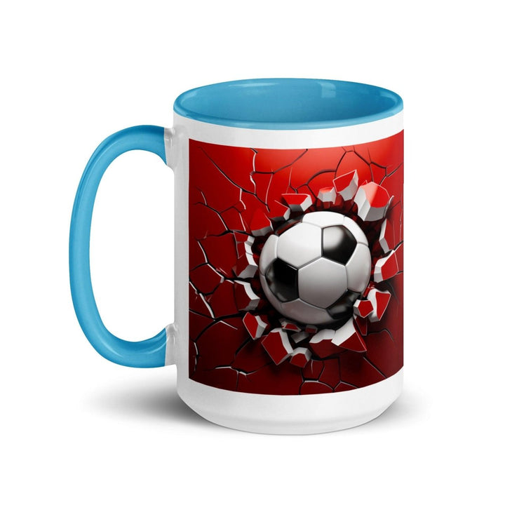 3d Soccer Ball Colorful Print Mug - Blue - 15 oz - ArtyKoala