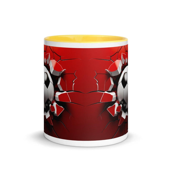 3d Soccer Ball Colorful Print Mug - Yellow - 11 oz - ArtyKoala