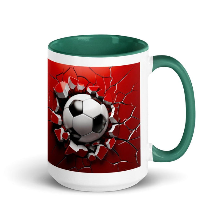 3d Soccer Ball Colorful Print Mug - Dark green - 15 oz - ArtyKoala