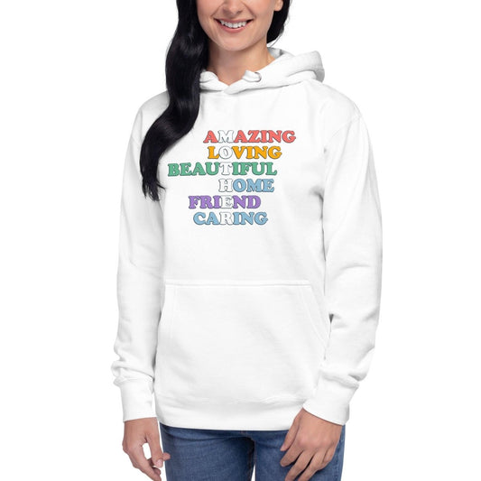 Acrostic Mother Graphic Hoodie - White - S - ArtyKoala