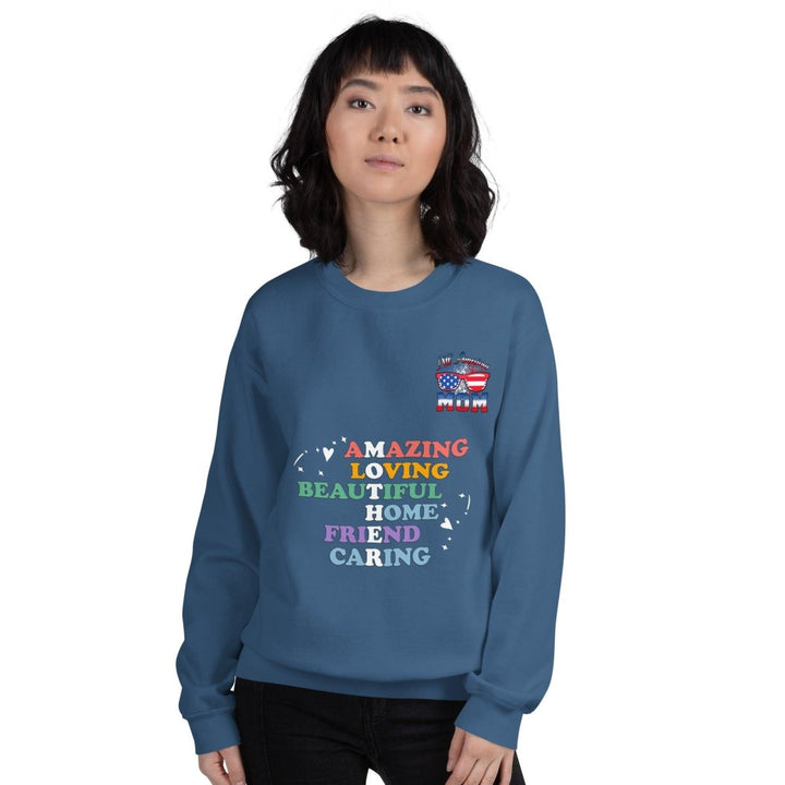 Acrostic Mother Women Graphic Sweatshirt - Indigo Blue - S - ArtyKoala