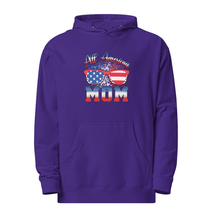 All American Mom Premium Cotton Woman Hoodie - Purple / S - ArtyKoala