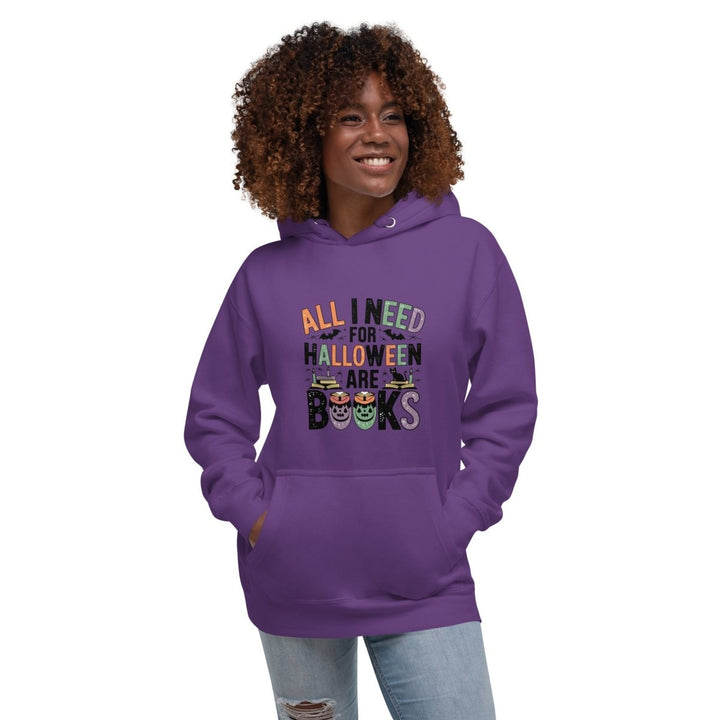 All I Need for Halloween are Books Graphic Hoodie - Purple - S - ArtyKoala