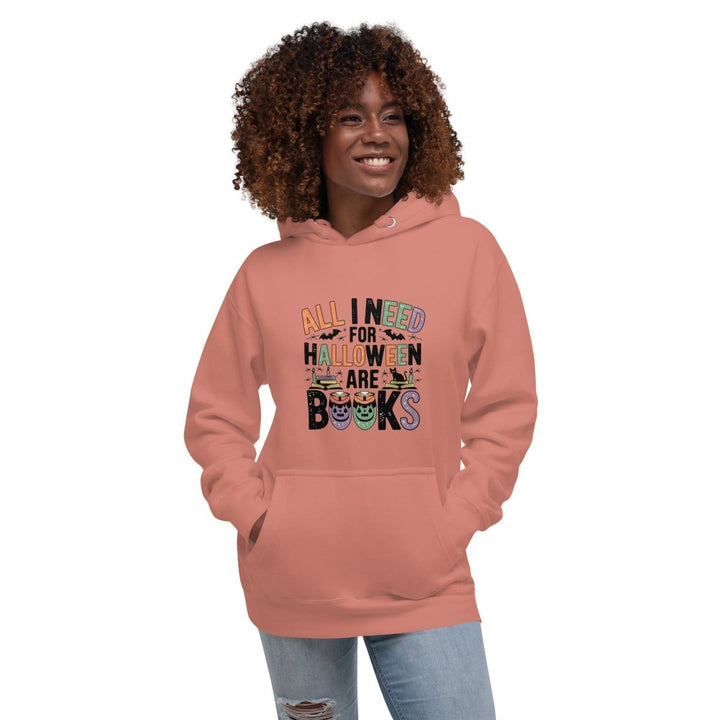 All I Need for Halloween are Books Graphic Hoodie - Dusty Rose - S - ArtyKoala