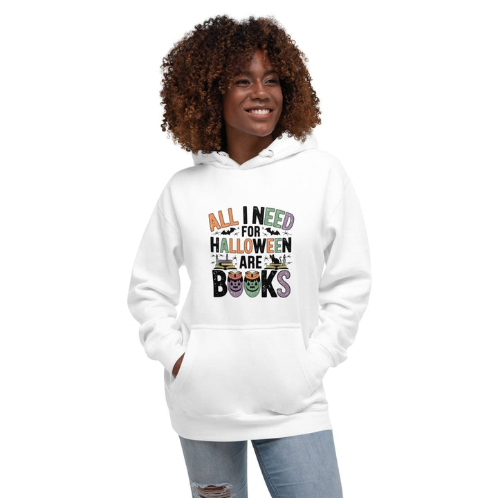 All I Need for Halloween are Books Graphic Hoodie - White - S - ArtyKoala