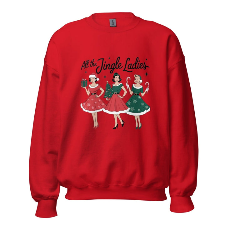 All The Jingle Ladies Graphic Sweatshirt - Red - S - ArtyKoala