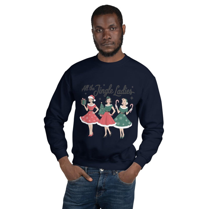 All The Jingle Ladies Graphic Sweatshirt - Navy - S - ArtyKoala