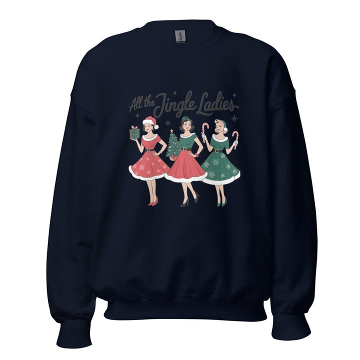 All The Jingle Ladies Graphic Sweatshirt - Navy - S - ArtyKoala