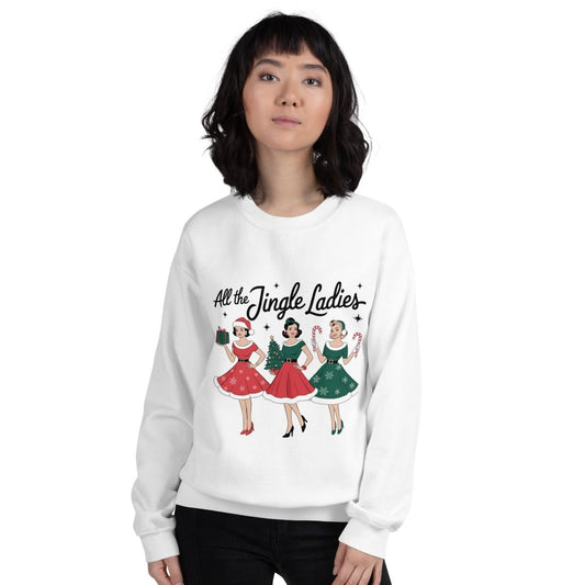 All The Jingle Ladies Graphic Sweatshirt - White - S - ArtyKoala