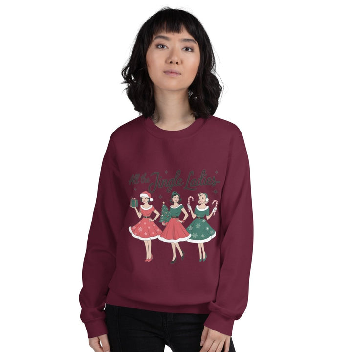 All The Jingle Ladies Graphic Sweatshirt - Navy - S - ArtyKoala
